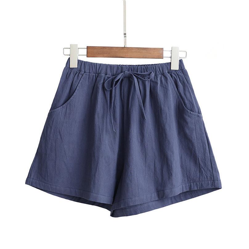 Women Fashion High Quality Summer Casual Cotton Linen Shorts Female Plus Size High Waist Streetwear Short Pants
