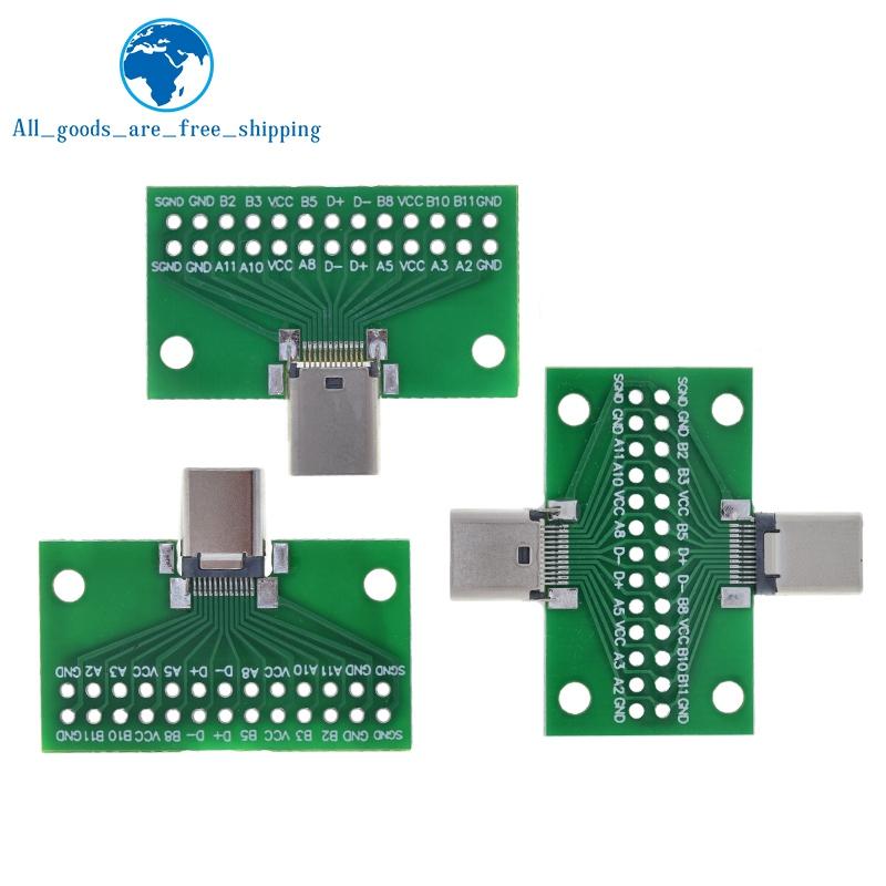 1/3 Stück Typ-C Stecker auf Buchse USB 3.1 Test-Leiterplattenadapter Typ C 24-Pin 2,54mm Anschlussbuchse für Datenleitung Kabel Übertragung