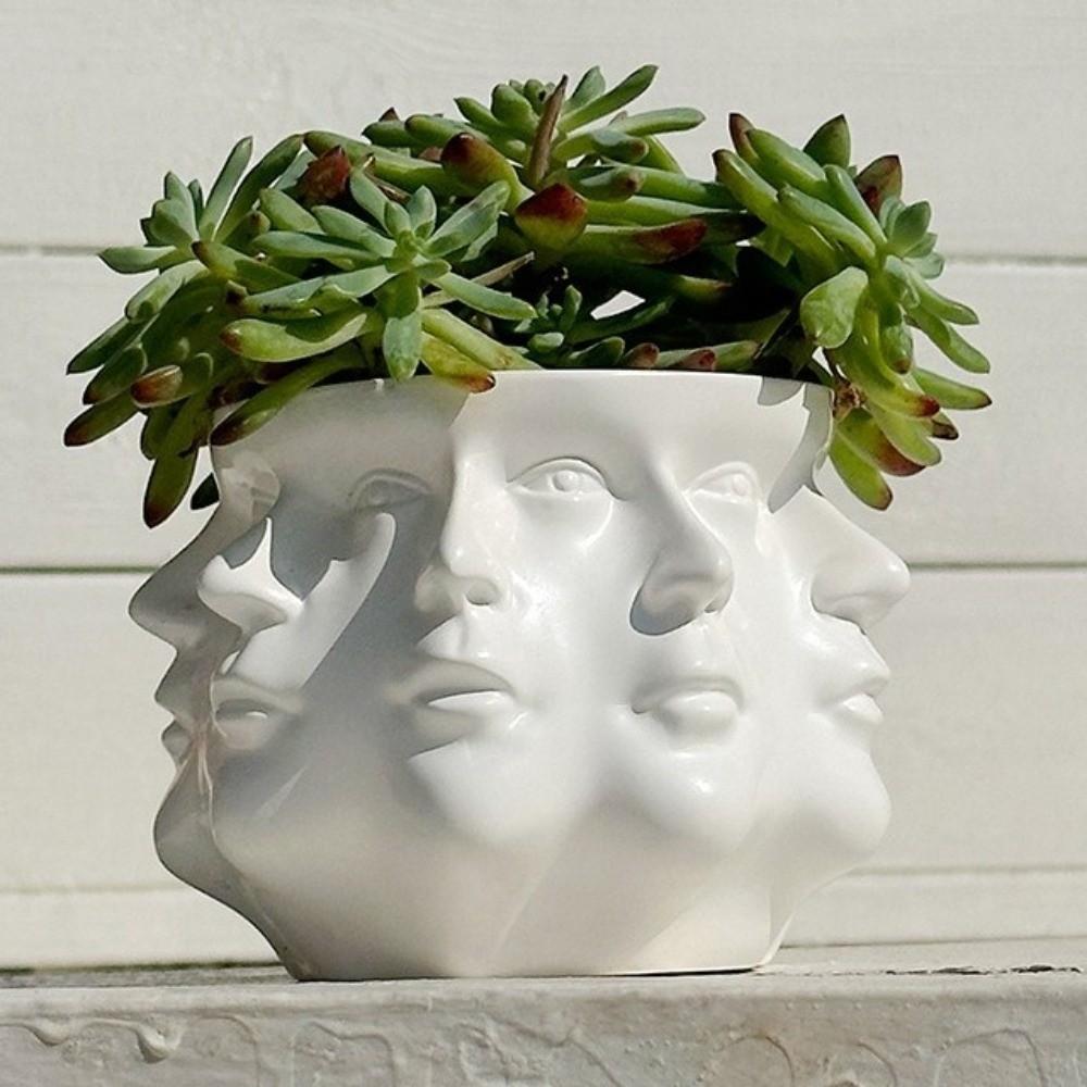 Unique Style Abstract Flower Pot Multi Sided Face Decorative Floral Ware  Office Ornament