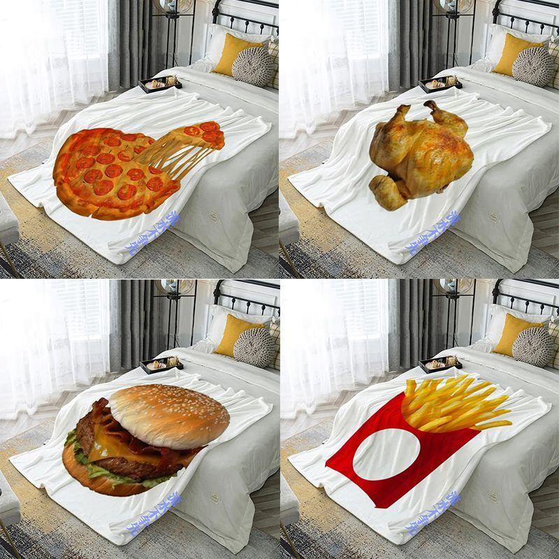 

Creative Food Series Blanket Burger and French Fries Sleeping Blanket Office Student Nap Personalized Summer Cool Air Conditioning Mat 100x70cm