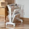Mobile Book Storage Rack Under The Desk, Double-sided Student Storage Rack with Wheels for Documents