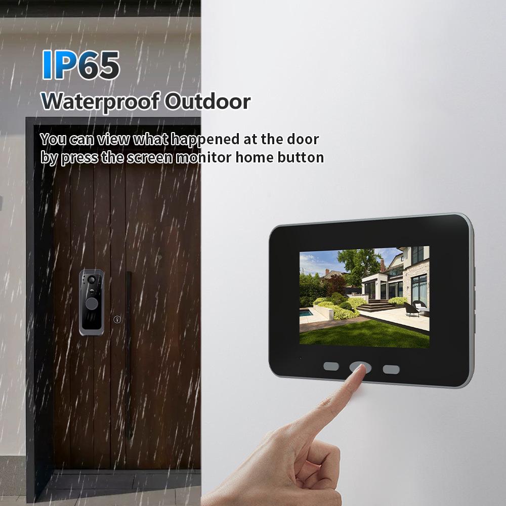 2.4GHz Wireless Smart Doorbell with Display, Electronic Peephole, Anti-theft, No-Drill Installation