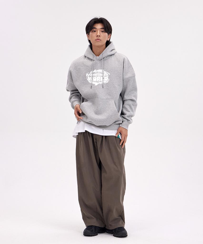 Another World Oversized Wide Shoulder Hoodie_Melange