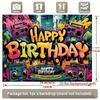 Hip Hop Graffiti Birthday Backdrop 1pc - Polyester Party Decor