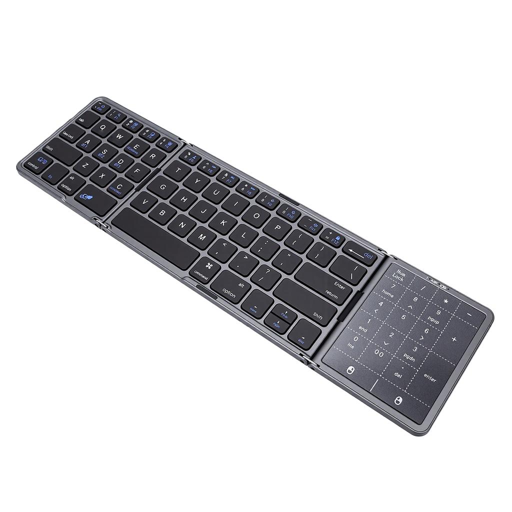 Portable Foldable Keyboard with Touchpad Rechargeable Bluetooth Travel Keyboard for Smartphones Tablets Laptops