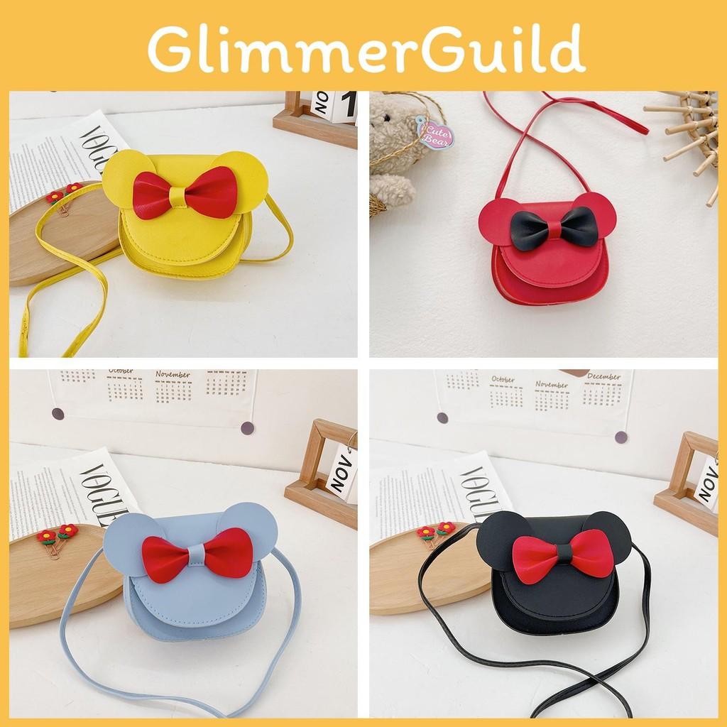 Solid Color Bow Girl Baby Shoulder Purse Simple Cute Flower Details Wear Casual