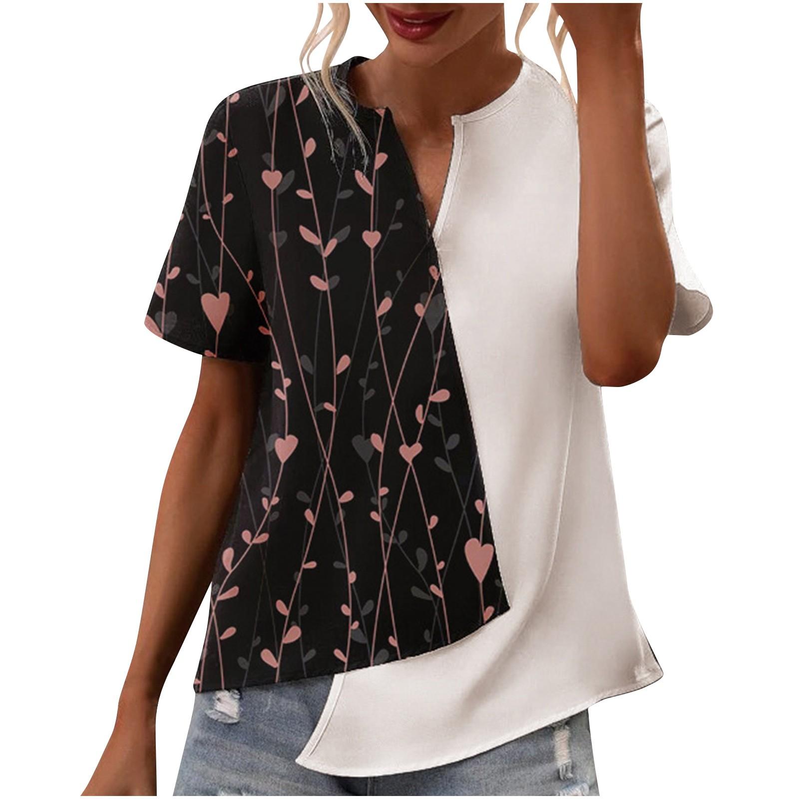 

(SU)Модный женский летний повседневный топ с короткими рукавами и v-образным вырезом Blusa Tonos Cuello Muesca