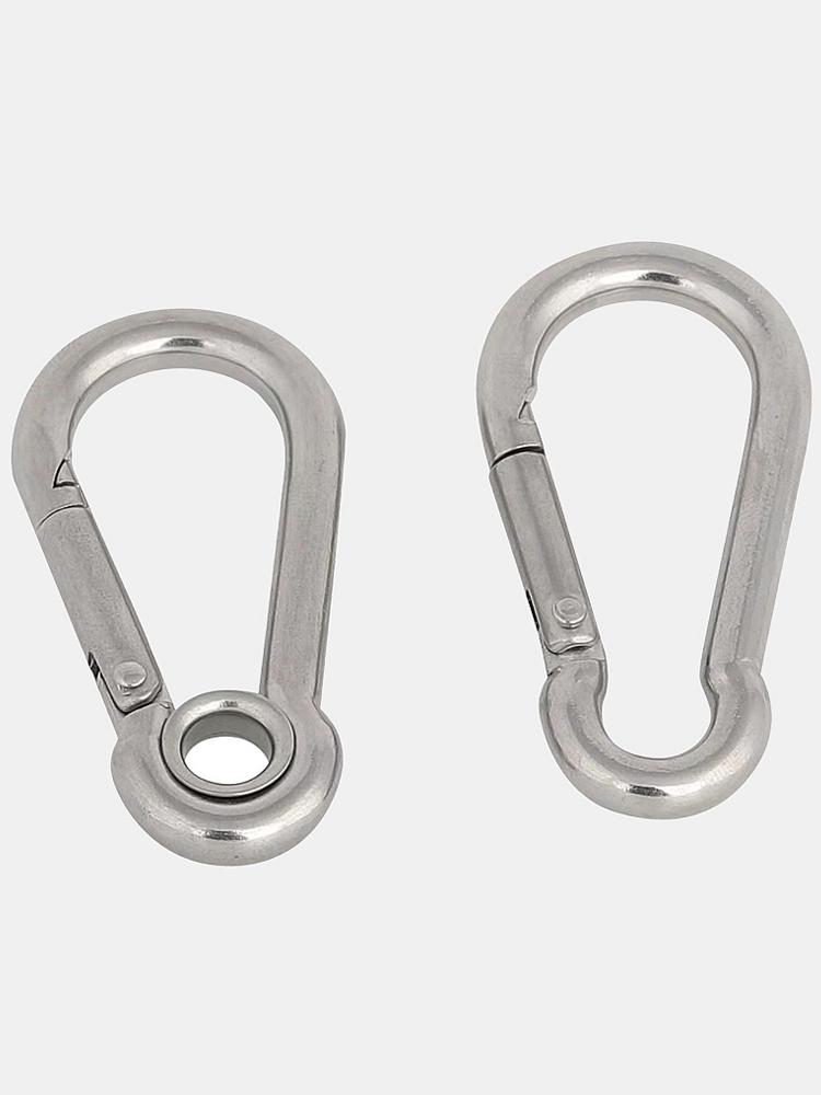 FengyuanYi 304 Stainless Steel Carabiner Snap Hook Buckle Strap Ring M5 Standard, 2 pieces