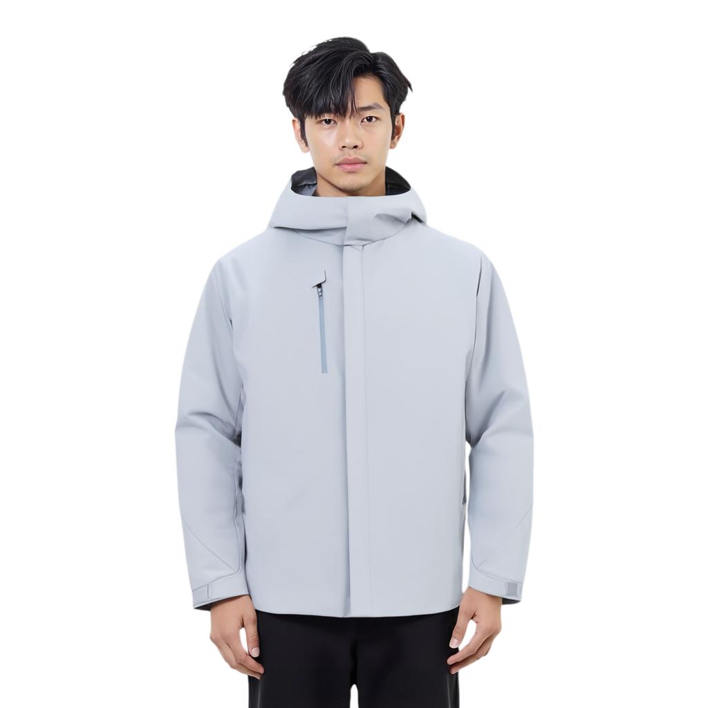 Anta Champion All-Weather Series Solid Color Zip-Up Hooded Sports Cotton Jacket Men Jackets Light-Mud-Gray 152410801-1