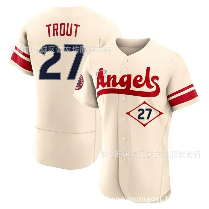 Mens MLB Los Angeles Angels Mike Trout 27 Gray Baseball Jersey Unisex Fan Apparel Sport Shirt