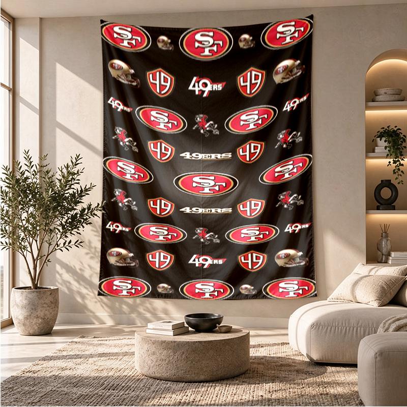 San Francisco 49ers Pattern Wall Hanging Tapestry Personalized Printed Fabric Wall Decor