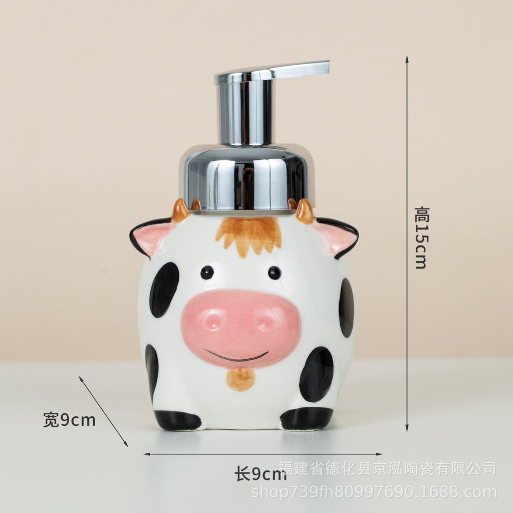 Soap Dispenser Cute Hand-painted Ceramic Hand Soap Dispensing Bottle, Cartoon Animal Lotion Bottle, for Guesthouses and Hotels