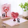 3D Love Tree Hearts Couple Wedding Card Giving Hot Party Valentine's Shine Gift Festive Anniversary Wedding Day Card Silver L6Z1