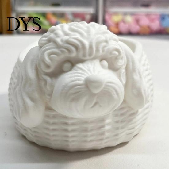 Dog Shaped Trinket Dish Poodle Storage Organizer, 3D Print Decorative Ornament, Plastic Container White for Small Objects And Jewelry Printed