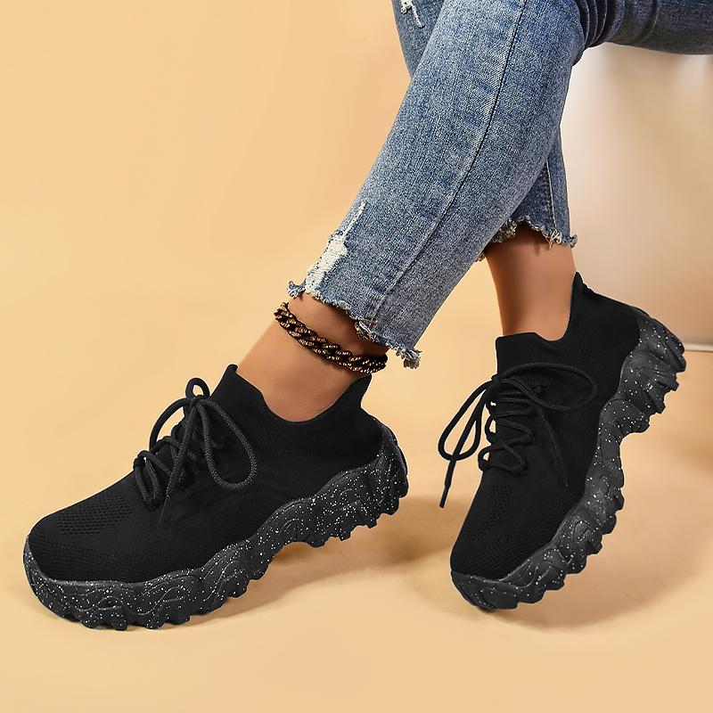 Fashion Women Sneakers Mesh Breathable Casual Comfortable Sneakers Women Lace-up Platform Lightweight Shoes for Women Zapatos De Mujer