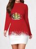 Women's Christmas Party Dress, New Year Holiday Dress, Women's Autumn Long Sleeved Round Neck Tight Mini Dress