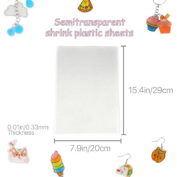 SUEIANNMN 10PCS A4 Size Heat Shrink Plastic Sheet Printable Paper Heat Shrink Paper DIY Art Jewelry Craft for Inkjet Printer (Semitransparent)