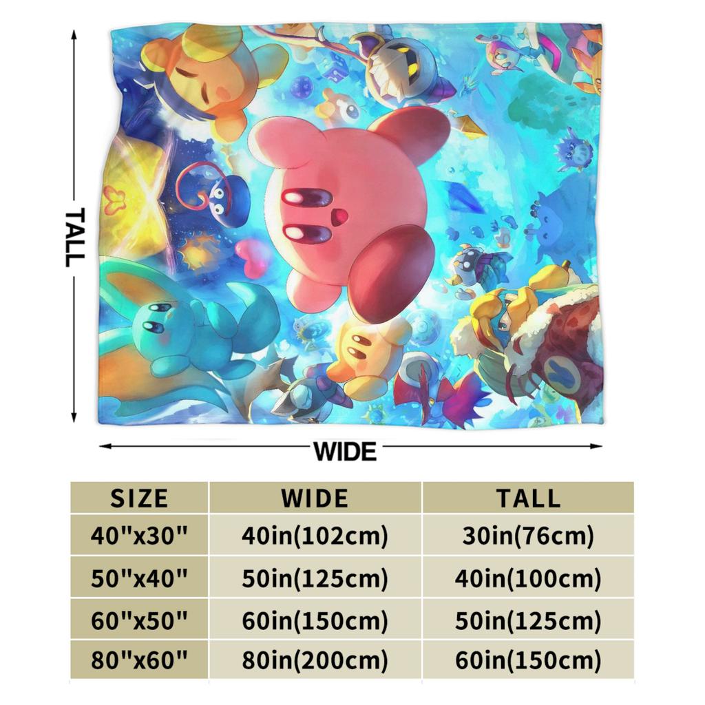 Cartoon K-Kirbys Blankets Coral Fleece Plush Print  Breathable Warm Throw Blankets for Bed Office Bedspreads