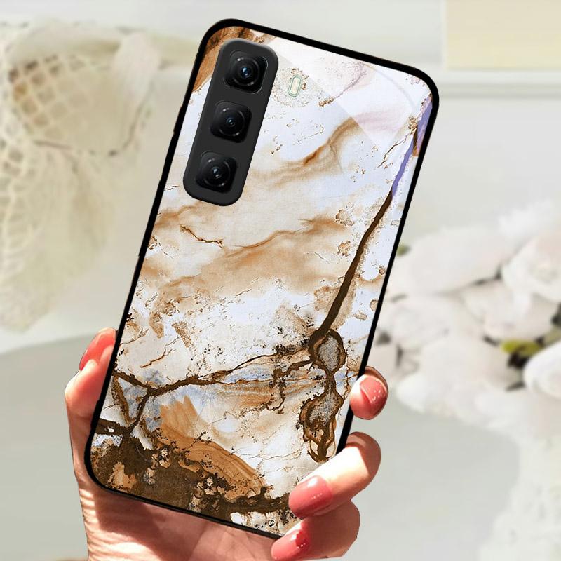 Gehärtetes Glas Case Für Infinix Hot 60 60i Hot60 Pro Plus 60Pro Handy Rückabdeckung Vollständige Abdeckung Linsenschutz Hülle Fundas Etui