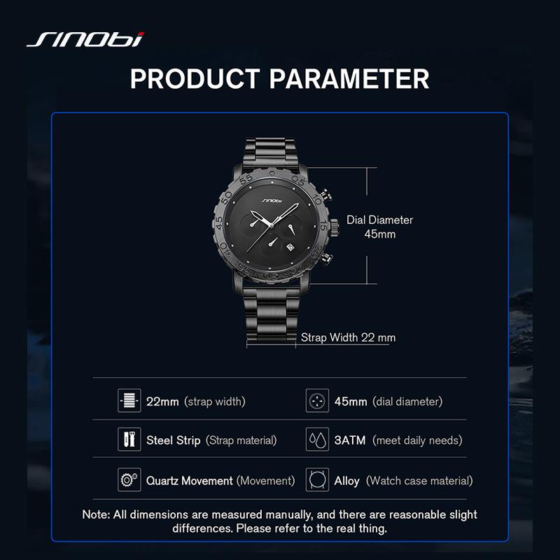 SINOBI New Arrival Men's Chronograph Watches Original Design Man's Quartz Wristwatches Geneva Sports Clock