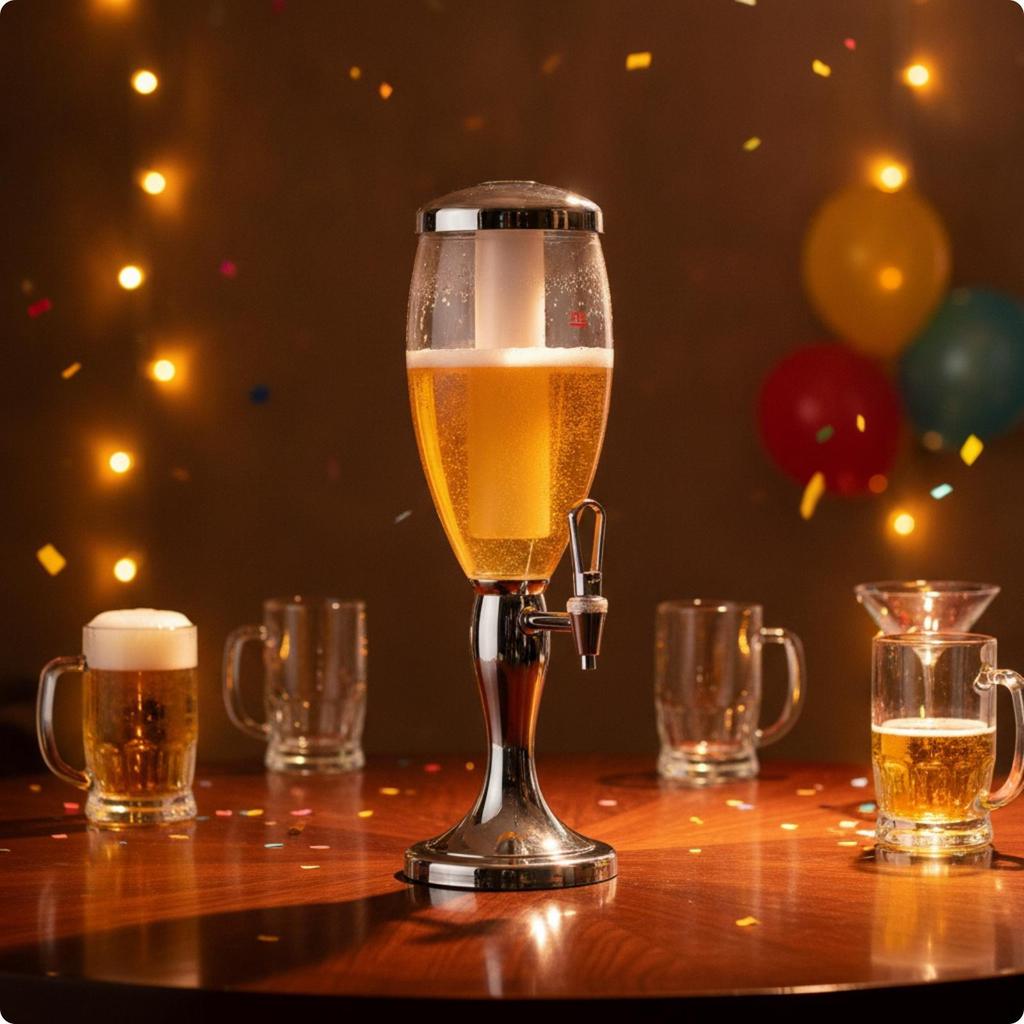 Beer Dispenser with Ice Column Illuminated Clear for Hosts, Home Bar, Parties,