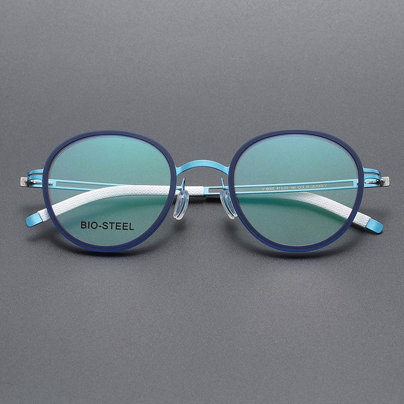 Retro Round Myopia Glasses Frame with Elastic Temples - Fashionable and Full Frame Design.