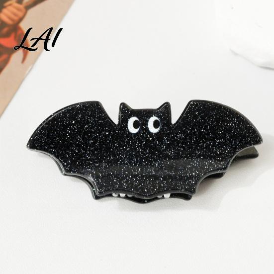 Black Cat Spider Witch Hat Accessories Halloween Cartoon Hair Clips for Women Girls Acrylic Glitter Pumpkin/Ghost/Bat/Cat Small Holiday Gifts