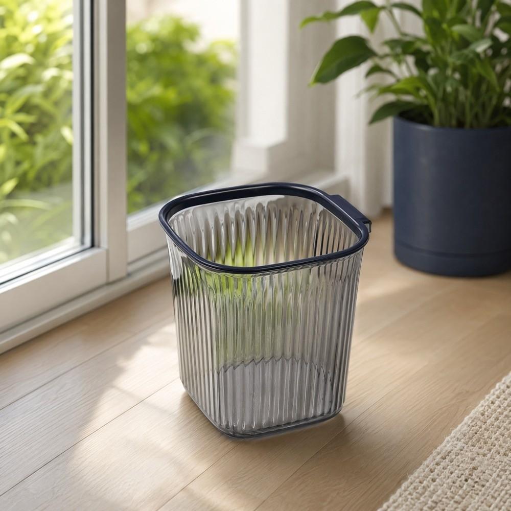 Luxury Trash Basket Plastic Dustbin Durable Stripe Garbage Container Home Living Room