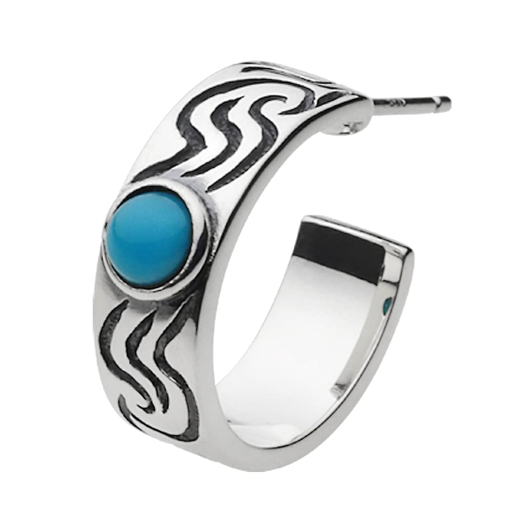 

Native wide hoop earrings with turquoise 925 silver e0604 [Cenote] [Silver accessories]