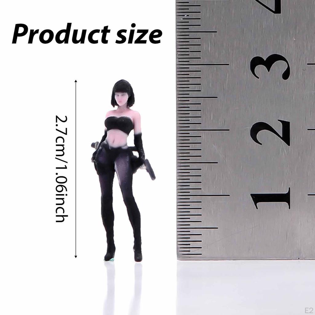 Miniature Girl Figures 1:64 Scale Diorama Collectibles Tiny Mini Realistic for Micro Landscapes