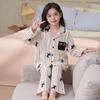 100% Cotton Long Sleeve Girls Pajamas Set Cartoon Print Sleepwear Kids 8 Years Comfortable Home Outfit