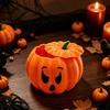 Spooky Holiday Desk Accessories 3D Printed Devil Pumpkin Storage Box with Lid, Funny Ghost Face Decorative Lid Halloween Decoration, Desktop Organizer