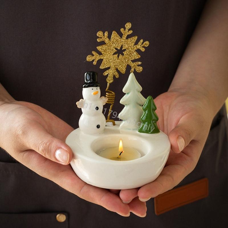 Christmas Tealight Holders,Ceramic Christmas Decorations,Centerpieces 6XDE