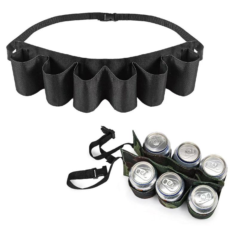 1PC Portable 6-can Beer Belt Holder Adjustable Drink Bag Outdoor Oarties Camping