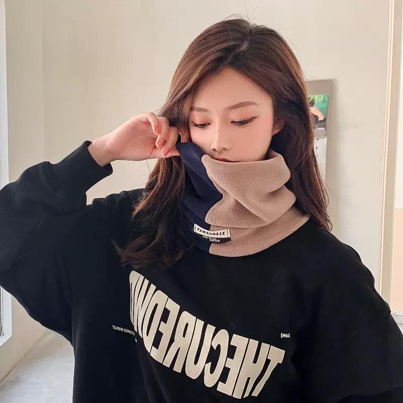 Winter Double-Layer Thick Warm Scarf Outdoor Cycling Men And Women Color Matching Cold-Proof Scarf