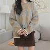 Autumn Winter Vintage Rhombus Plaid Sweater Women Thick Warm Loose Pullover Sweater Tops Bottoming /outwear