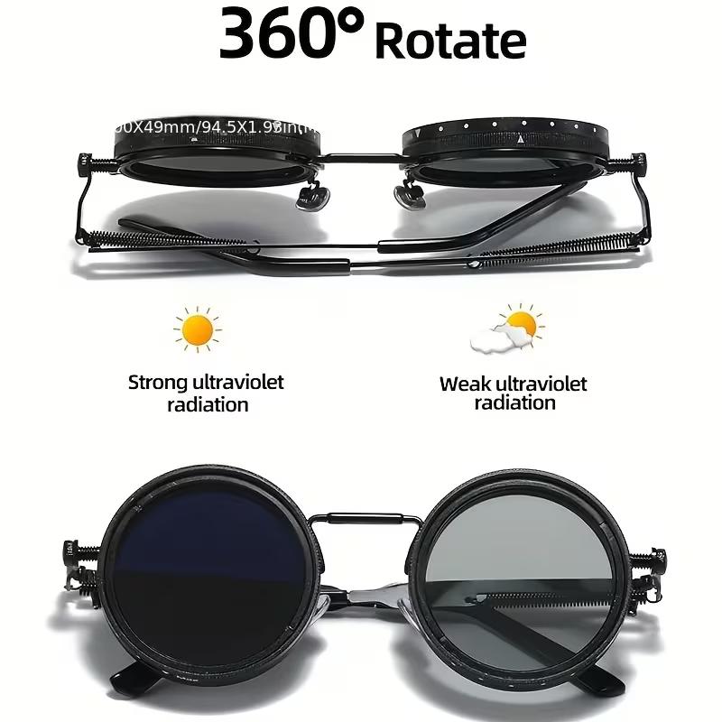 Męskie i Damskie Retro Punkowe Outdoorowe ND9 Regulowane Spolaryzowane Okrągłe Okulary Przeciwsłoneczne Gogle Wędkarskie Outdoorowy Przeciwsłoneczny Filtr UV400