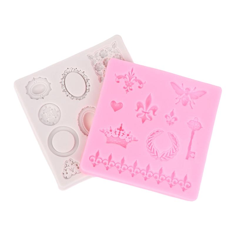 Dragonfly Crown Key Po Frame Shaped Silicone Mold Diy Lace Scroll Po Frame Silicone Candy Cake Border Decoration Mold