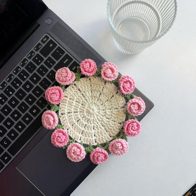 Rose Bouquet Crochet Coaster Kits Flower Coaster Crochet Starter Kits DIY Crochet Kits for Home Decoration