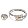Stainless Steel Geometric Couple Bracelets And Rings Set For Gift Travel Souvenir