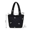Fashion Nylon Bucket Bag Ins Style Portable Handbag Bow Embroidered Jacket Bag Outdoor Activities