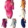 Winter And Autumn Fashion Long Sleeve High Collar Twist Slim Sweater Dress