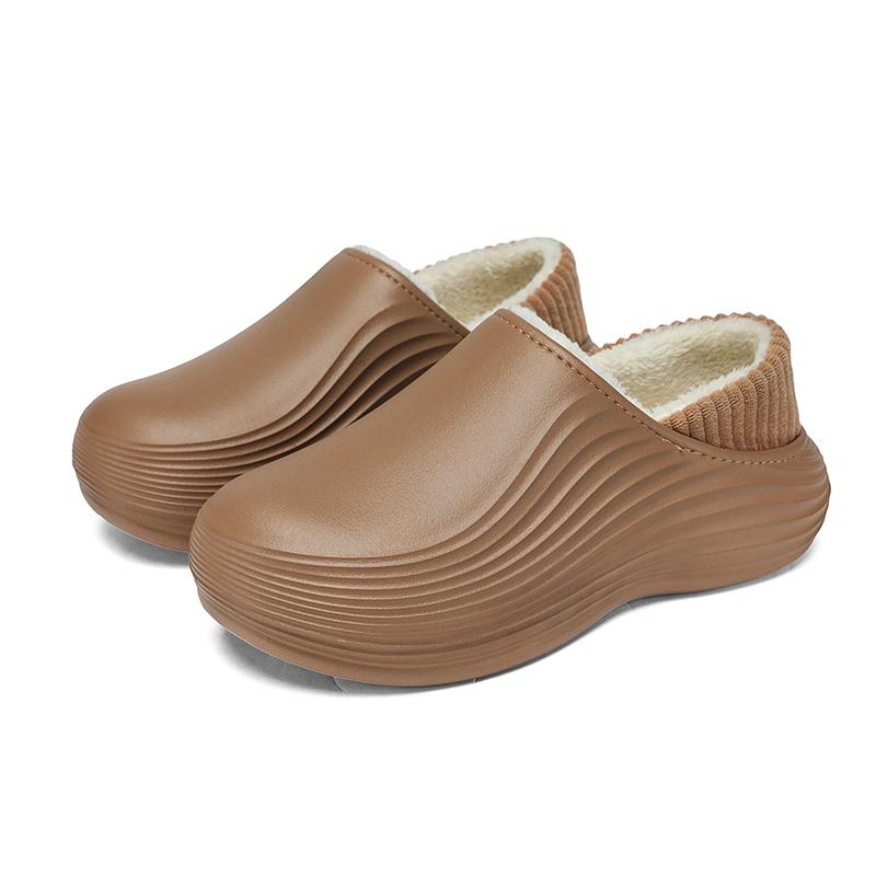 

Мужские и женские хлопковые тапочки, теплая зимняя повседневная кожаная обувь, водонепроницаемая и нескользящая домашняя и уличная прогулочная хлопковая обувь, размеры 36-46 44-45 коричневый