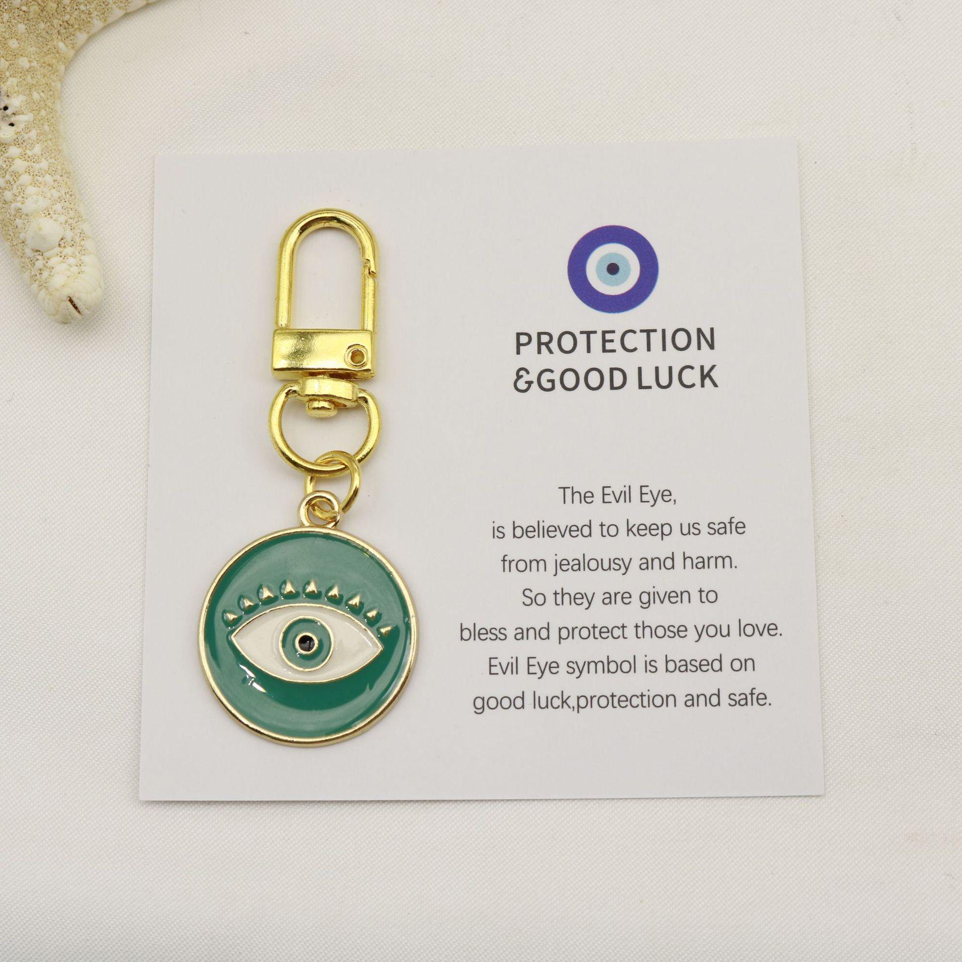 Blue Evil Eye Keychain Pendant: Good Luck Protection Card Included