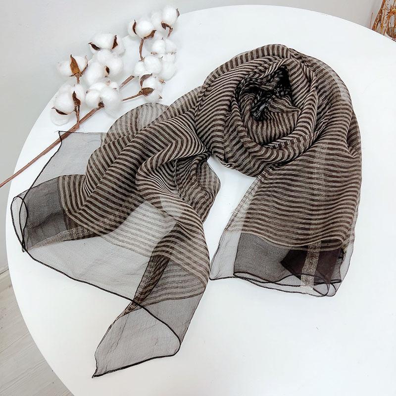 Double Layer Silk Wool Scarf Spring and Autumn Thin Pure Silk Neck Guard New Shawl Solid Color Wool Silk Scarf