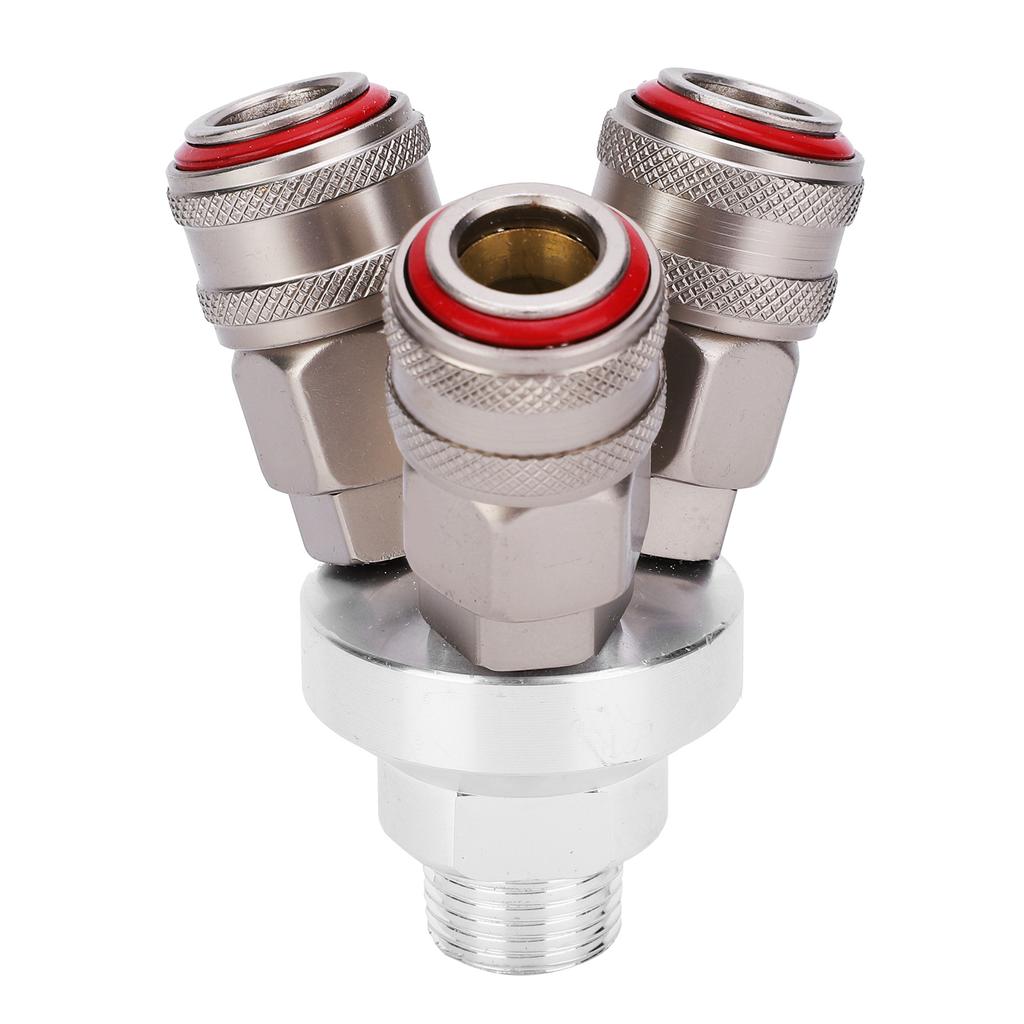 3 Way Connector Chrome Plated Pneumatic Component Carbon Steel G1 2in Thread Quick Coupler