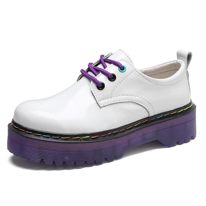 2025 autumn and winter new women's platform small leather shoes Korean version casual retro fashion lace-up loafers