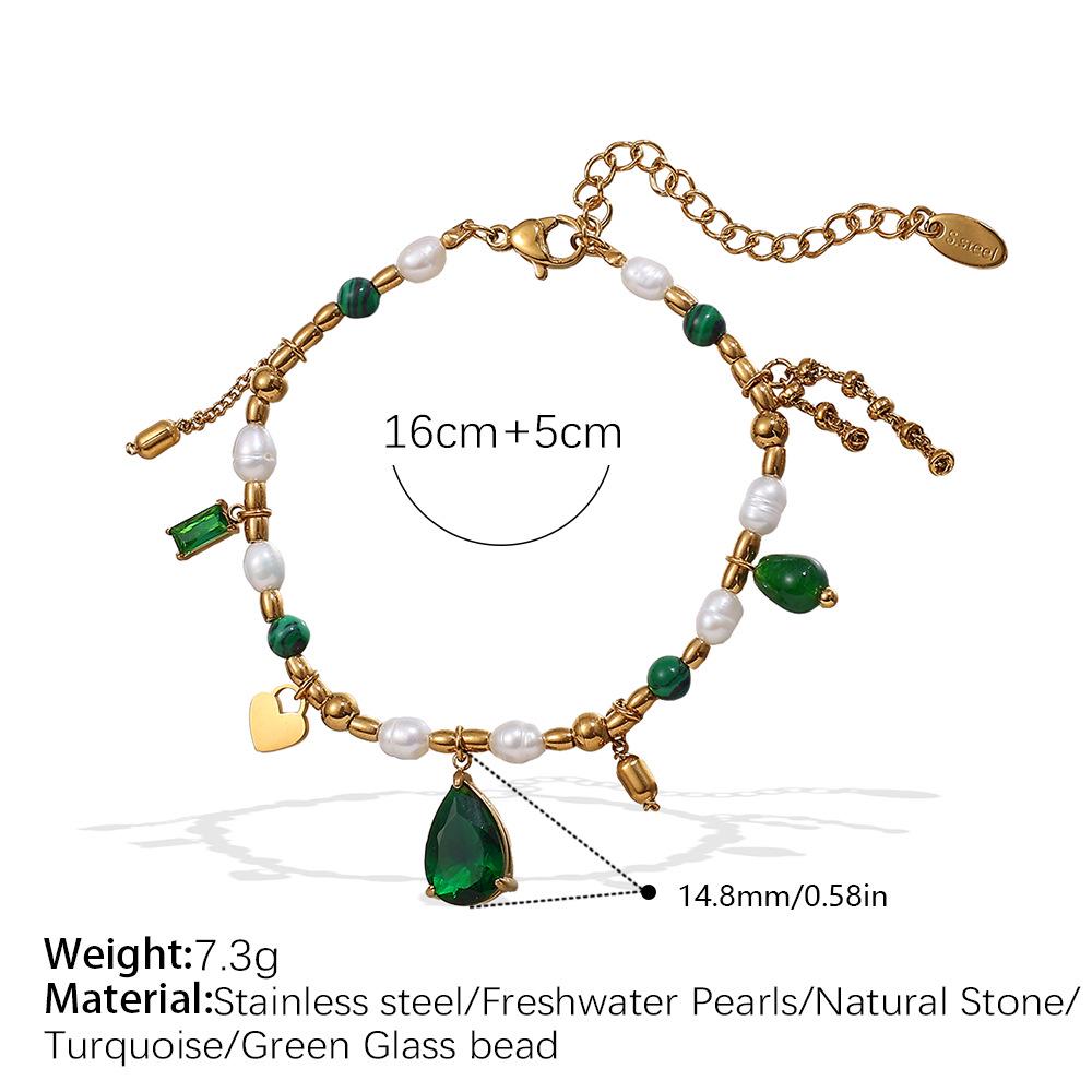 

Retro Court Titanium Steel Necklace & Pearl Bracelet Set with Zircon Accents - Versatile Jewelry Collection