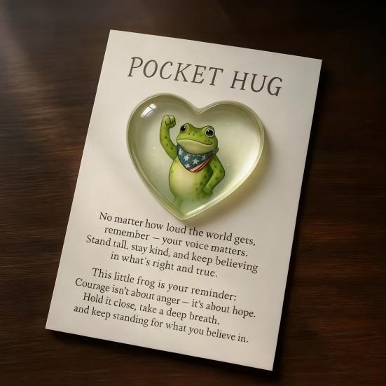 Frog Pocket Hug with Gift Card Frog Again The Machine Protest Pocket Hug Token Emotional Support Frog with Inspirational Cards Keepsake Gift