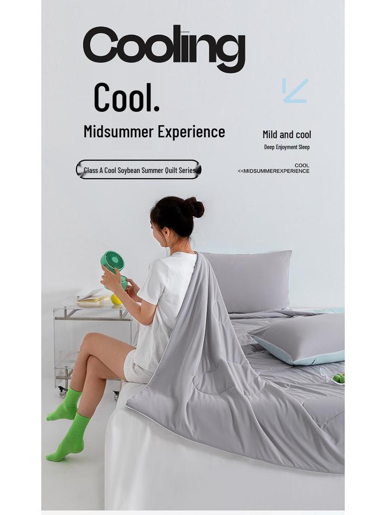 Class A Soybean Fiber Summer Quilt - Solid Color, Simple Style, 200x230x250cm for Home or Dorm